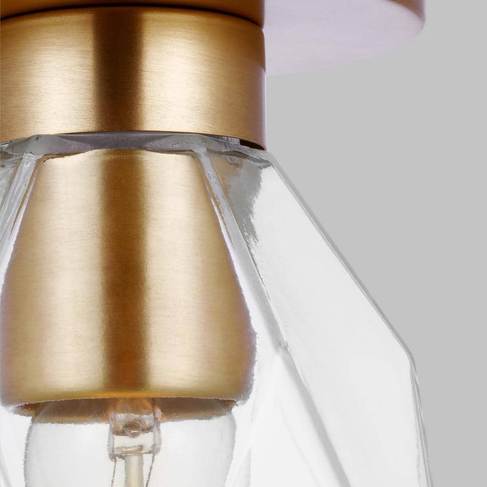 Quinn Satin Brass Glass Drum Semi-Flush Mount Light