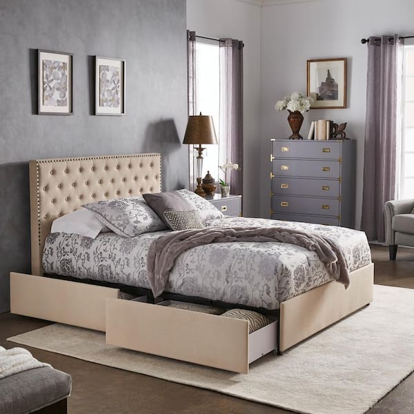 Upholstered Sleigh Platform Bedroom Furniture Set 151