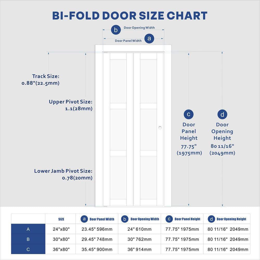 30 in. x 80 in. White Mirrored Glass Full Lite Bi-Fold Door