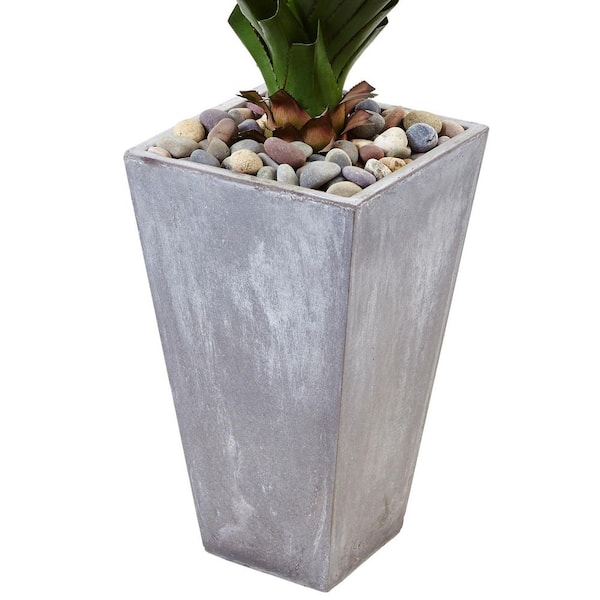 68 in. The Mod Greenhouse Green Artificial Agave Tree in Black Pot Filler Base