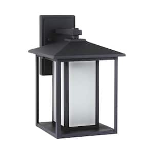 Hunnington Black Outdoor 14 in. Integrated LED Wall Lantern Sconce