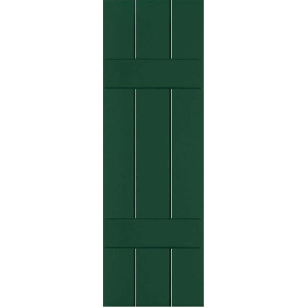 Ekena Millwork 12 in. x 47 in. Exterior Real Wood Pine Board and Batten Shutters Pair Chrome Green