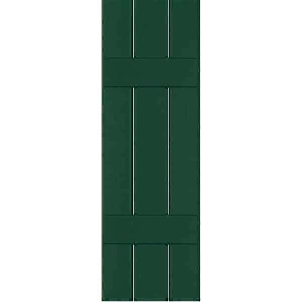 Ekena Millwork 12 in. x 68 in. Exterior Real Wood Pine Board and Batten Shutters Pair Chrome Green