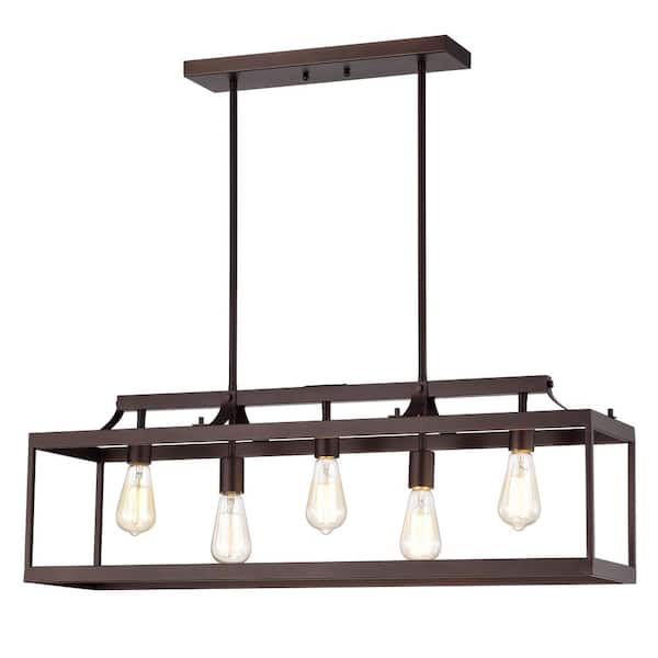 Unbranded IRONCLAD Industrial 36 in. W 5-Light Oil Rubbed Bronze Billiard Light