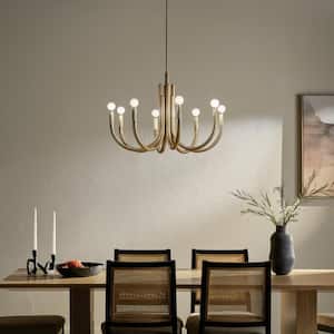 Odensa 29.25 in. 8-Light Champagne Bronze Modern Candle Circle Chandelier for Dining Room