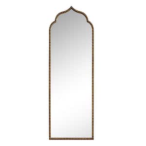 20 in. W x 59 in. H Vintage Arched Iron Framed Decorative Wall Mirror in Gold