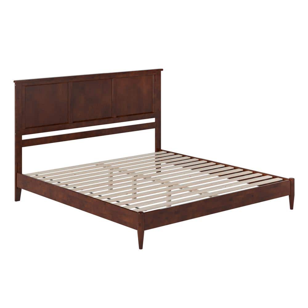 Charlotte Walnut King Solid Wood Low Profile Platform Bed