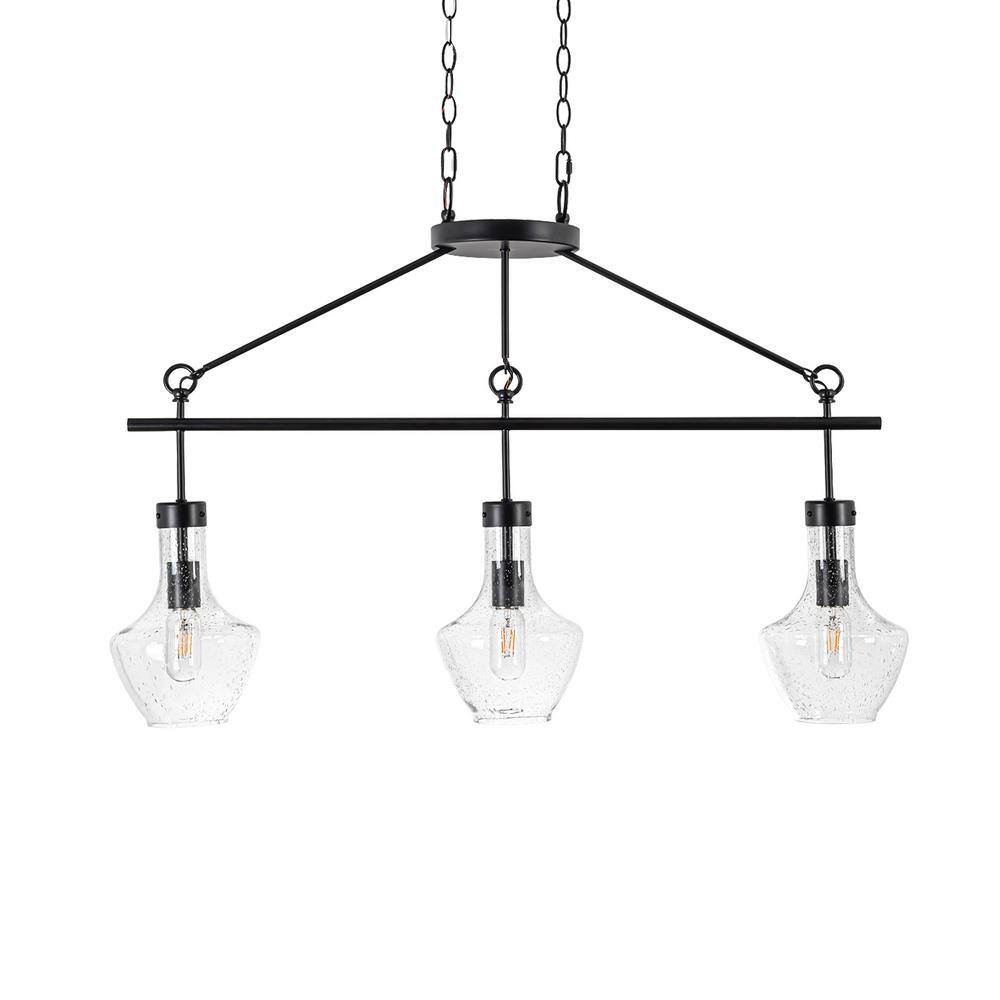 EDISLIVE Jacob 3-Light Black Kitchen Island Pendant Linear Farmhouse ...