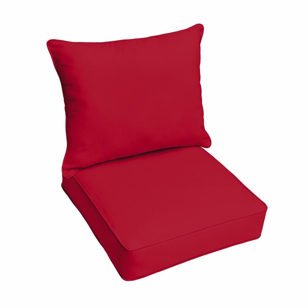 23 x 25 Deep Seating Outdoor Pillow and Cushion Set in Solid Crimson