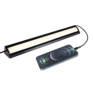 18 in. Black Triangle LED Light Bar Lamp with Charging Station