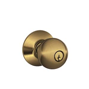 Orbit Antique Brass Keyed Entry Door Knob
