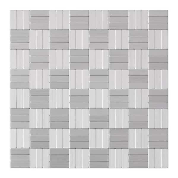 SpeedTiles Loft Silver Stainless Steel 11.54 in. x 11.54 in. x 5 mm Metal Peel and Stick Wall Mosaic Tile (5.54 sq. ft./Case)