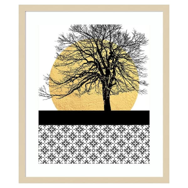 Amanti Art Yellow Moon Rising I by Regina Morre 21 in. W x 25 in. H. Wood Framed Wall Art Print Framed in Brown