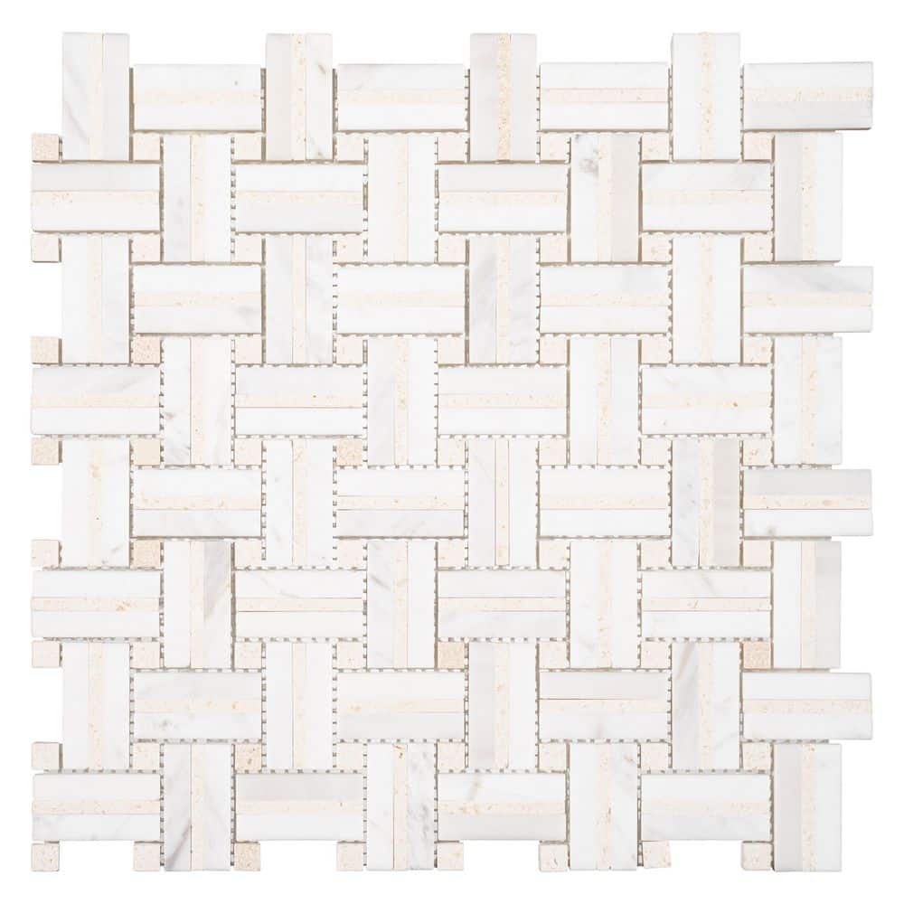 Fabrique Brocade Gray 1 in. x 2 in. Woven Look Smooth Natural Stone Floor a
