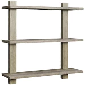 6 in x 23.5 in x 23.5 in 3-Tier Wood Gray Decorative Wall Shelves with Brackets