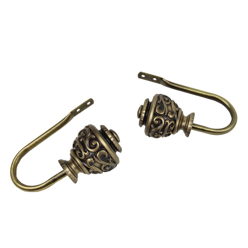 Antique Brass and Metal Decorative Curtain Holdback Pair