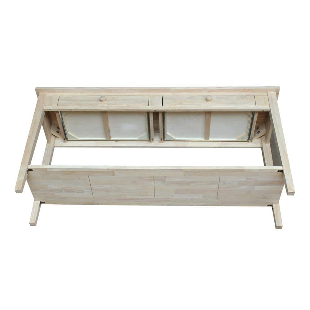 Spencer Extended Length Unfinished Light Brown Solid Wood Console Table with Storage