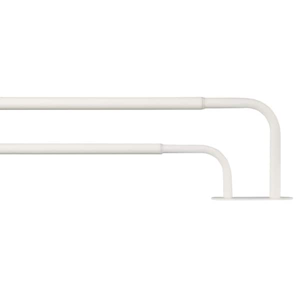 EXCLUSIVE HOME Fetter 52 in. - 72 in. Adjustable Length 1 in. Double Curtain Rod Kit in Matte White with Finial