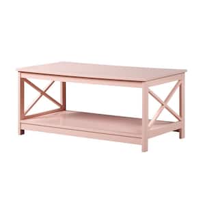 Oxford 39.5 in. Blush Pink Standard Rectangle MDF Top Coffee Table with Shelf