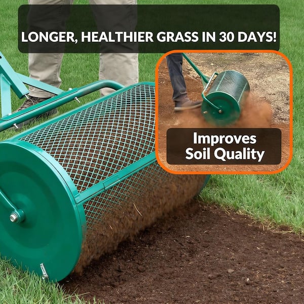 WTVWTV 24 in. Peat Moss Compost Spreader Roller for Top Soil Sand