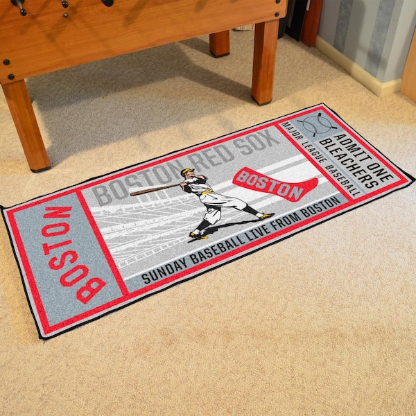FANMATS Boston Red Sox Gray 2 ft. 6 in. x 6 ft. Ticket Runner Rug