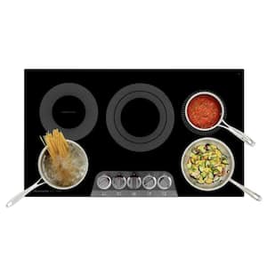 Gallery 36 in. Radiant Electric Cooktop with in Black Stainless Steel with 5 Burner Elements, including Dual Burner