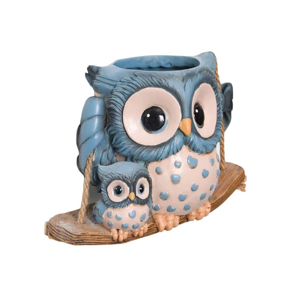 Blue Resin Hanging Swing Owl Planter with Drainage Hole, Indoor Outdoor Succulent Pot for Plants, 1-Pack price history on PriceWatchPro
