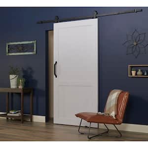 Millbrooke White PVC Vinyl H Style Barn Door with Sliding Door Hardware Kit