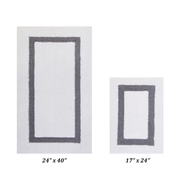 Hotel Collection White/Gray (17" x 24" : 24" x 40") 100% Cotton 2 Piece Bath Rug Set