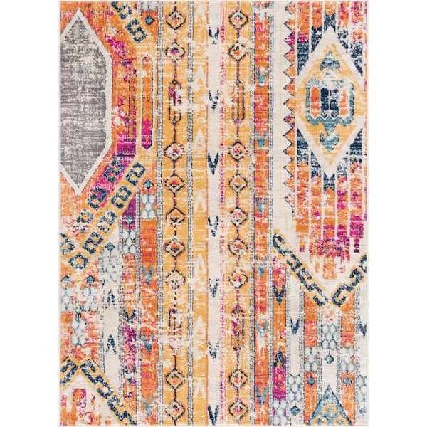 Savannah 2' x 2' (Exact Size: 2'3" x 2') Boho Indoor Doormat Rug, Yellow Beige, Modern