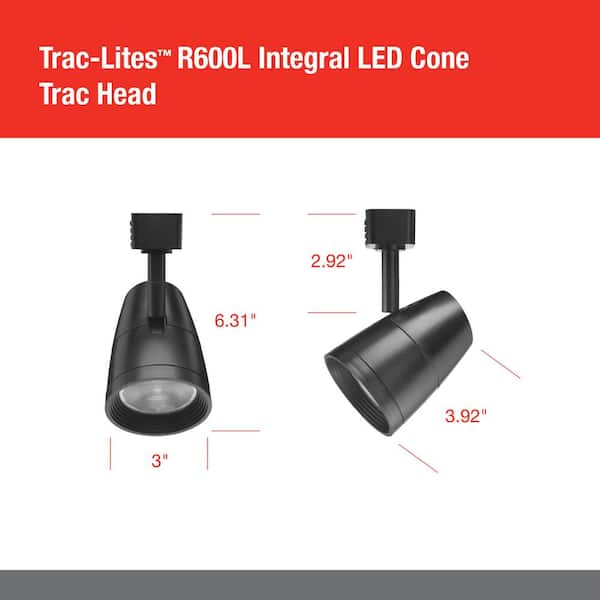 Juno R600L Black Integrated LED Fixed Track Step Head R600L G2 35K