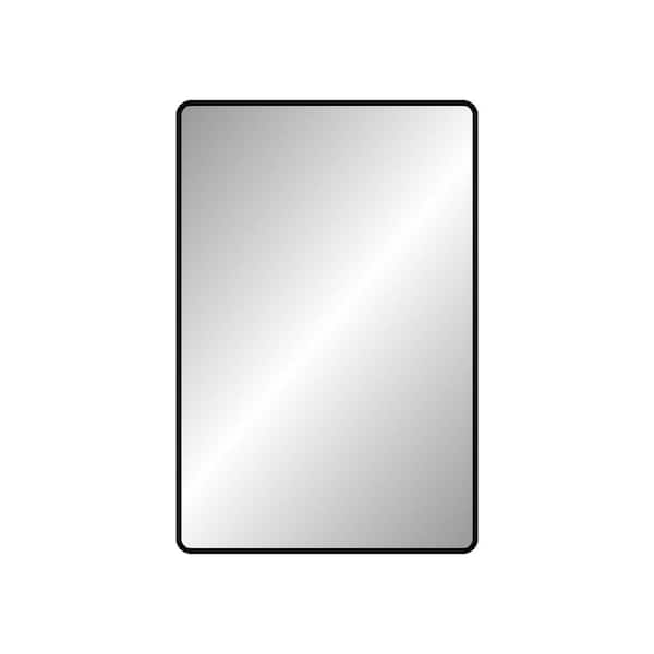 ANGELES HOME 24 in. W x 36 in. H Rectangular Aluminum Framed Wall Bathroom Vanity Mirror in Matte Black