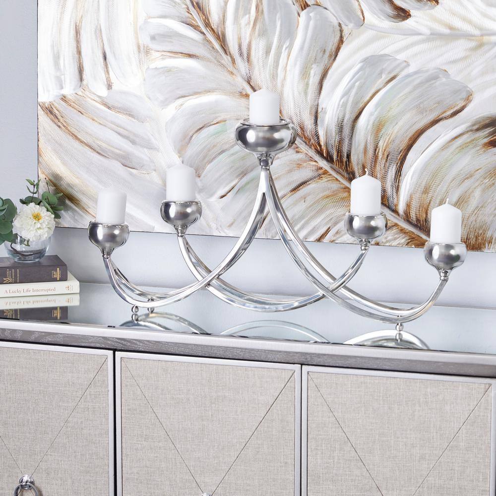 Silver Stainless Steel 28" 6-Holder Candelabra