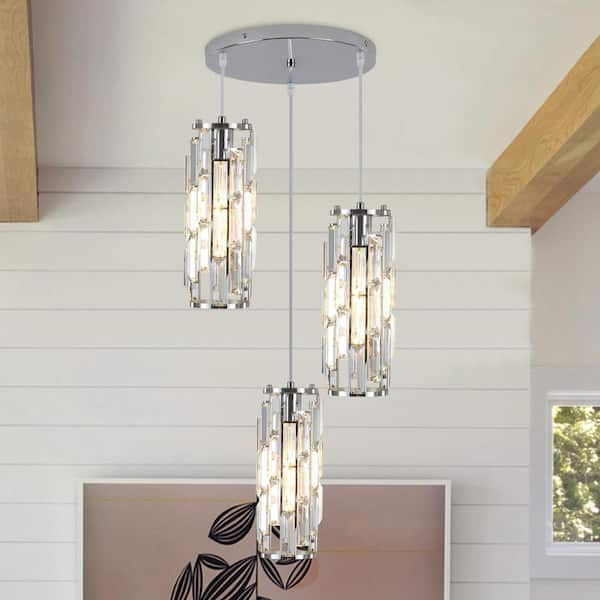 LWYTJO 3-Light Nickel Pendant Light for Bedroom Kitchen Dining Room ...