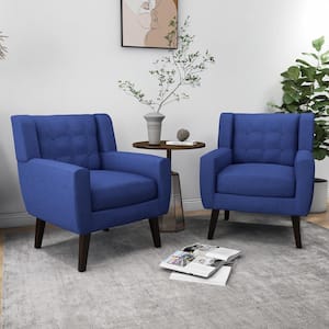 Blue Cotton Arm Chair with Removable Cushions (Set of 2)
