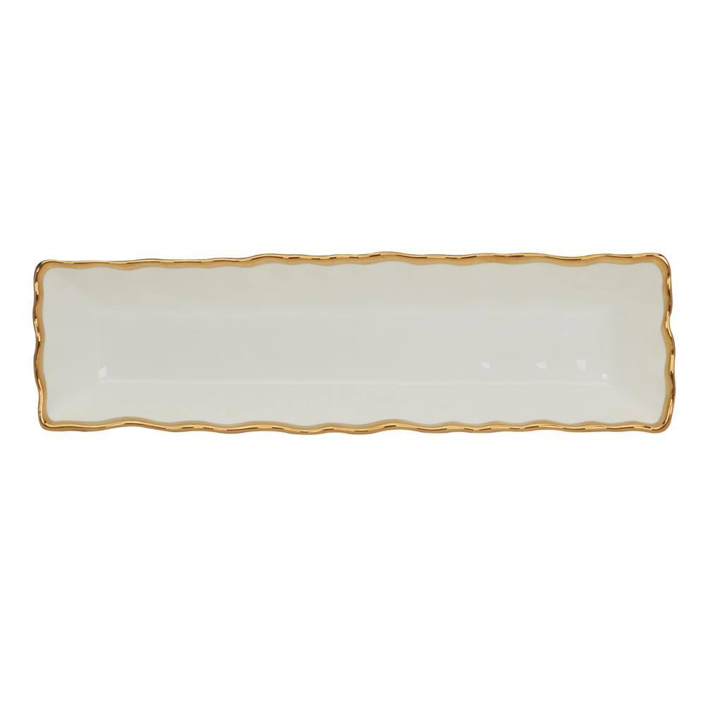 Regency Gold Trim White Porcelain Cracker Tray