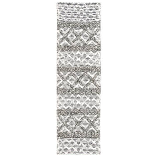 SAFAVIEH Vermont Ivory/Dark Gray 2 ft. x 8 ft. Tribal Geometric Runner ...