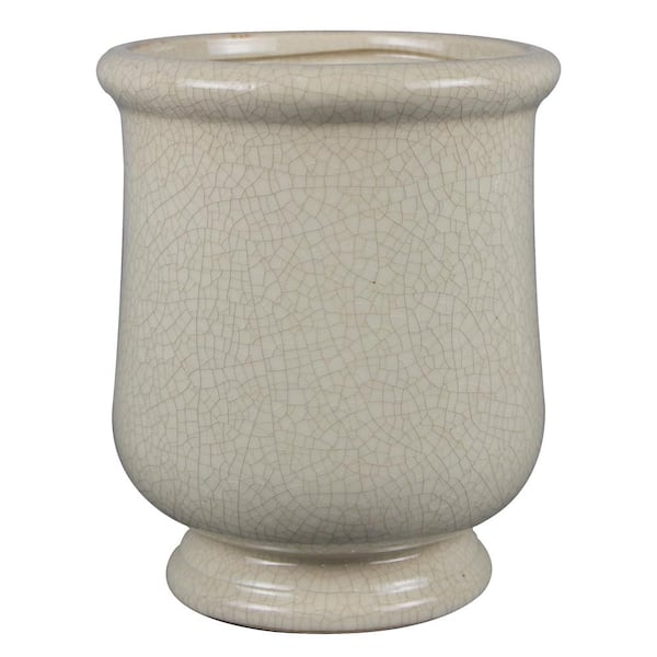 Trendspot 10.5 in. Ivory Ceramic Lugano Urn
