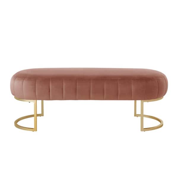 Amelia Blush 53 in. Velvet Bedroom Bench Backless Upholstered