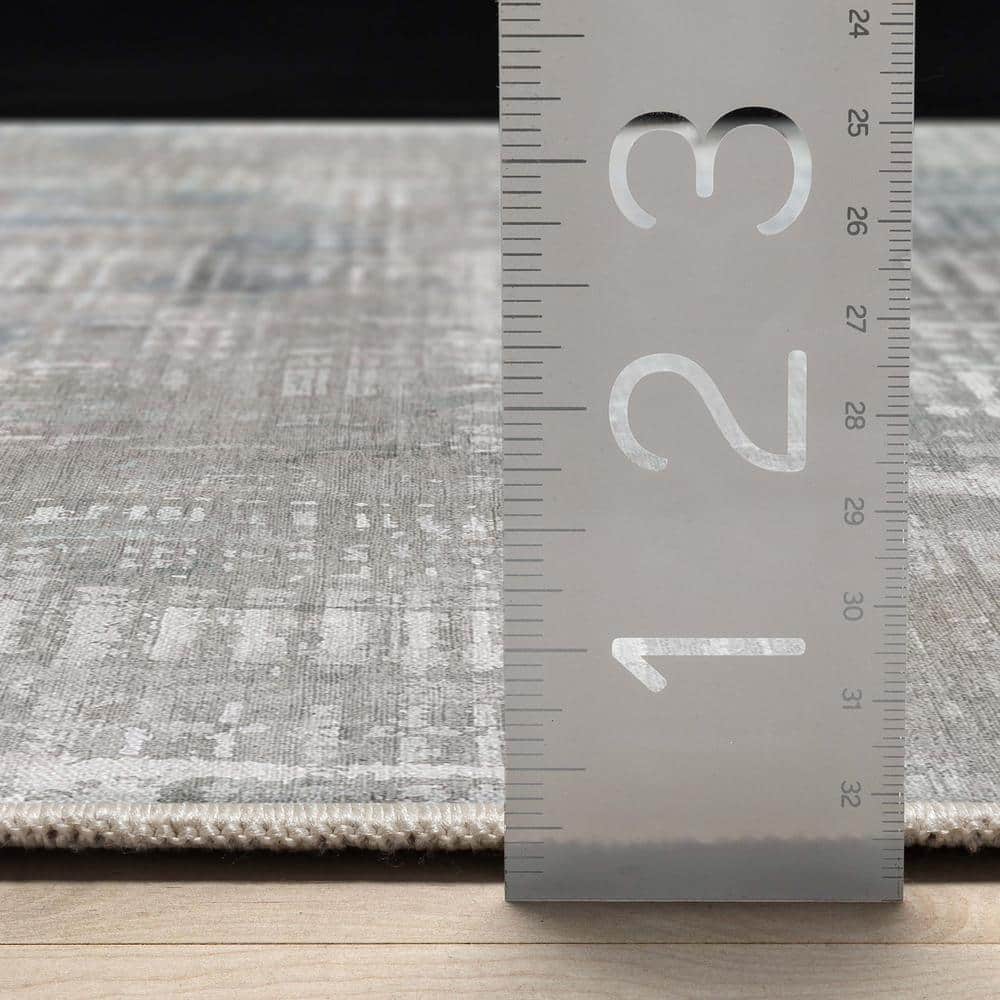 Blue and Beige Abstract Synthetic Flat-Weave 5' x 7' Area Rug
