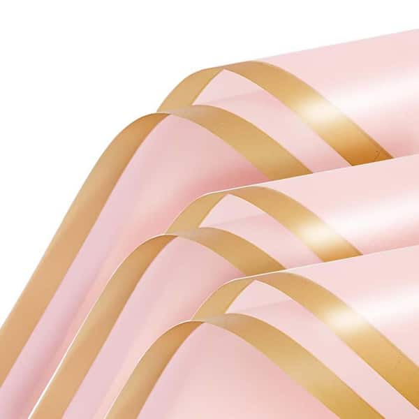 N/A 22.8 x 22.8 in. Waterproof Floral Bouquet Wrapping Paper Pink 20 Sheets for Weddings Birthdays and DIY Craft Packaging