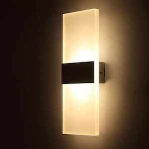 11 in. 12-Watt 1-Light Black White Integrated LED Vanity Light for Bathroom Living Room, 6000K Cool White