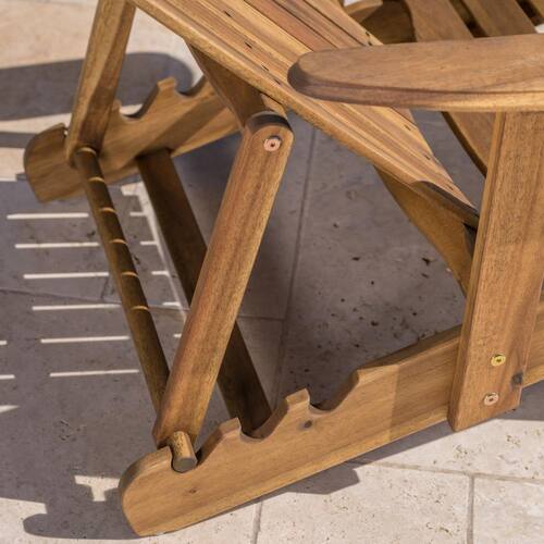 Oakley Natural Stained Reclining Wood Outdoor Patio Adirondack