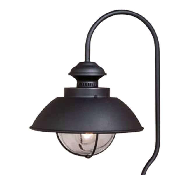 Harwich 1-Light Black Steel Hardwired Outdoor Weather Resistant Coastal Barn Post Light with No Bulbs Included