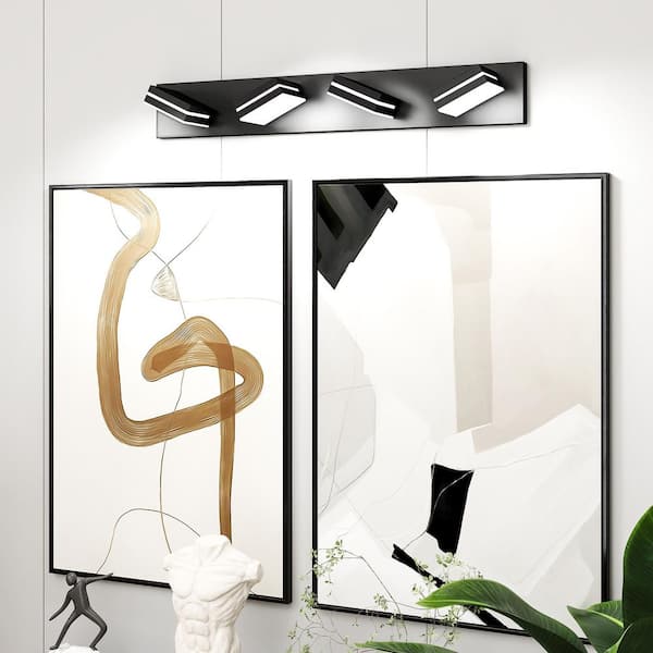 30 in. W 4 Light LED Bathromm Vanity Light, Black Wall Sconce for Bathroom and Mirror, 6000K, 2080 Lumens