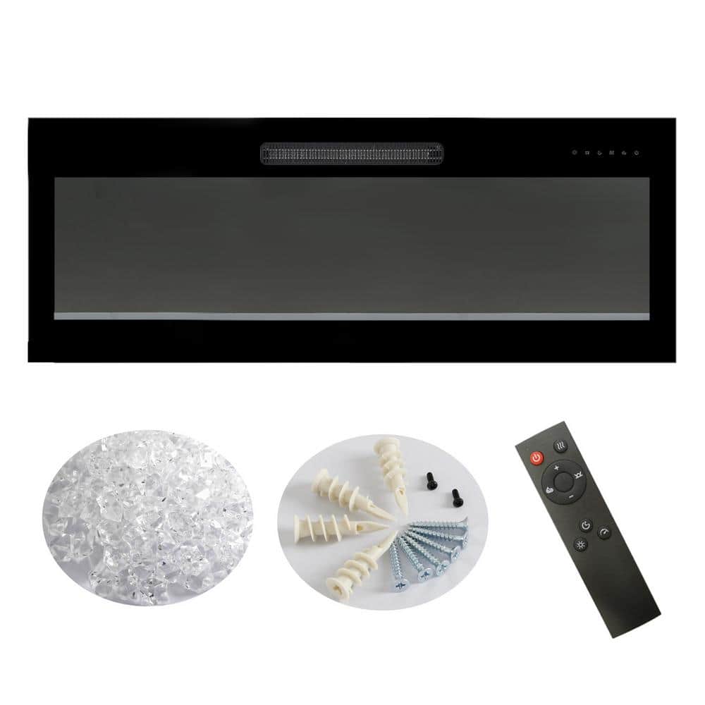 60 in. Black Wall Mount Metal Electric Fireplace Insert with Remote Control and Multi-Colored Flames price history on PriceWatchPro
