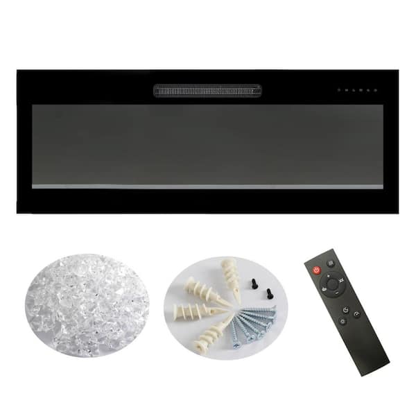 Tidoin 60 in. Black Wall Mount Metal Electric Fireplace Insert with Remote Control and Multi-Colored Flames