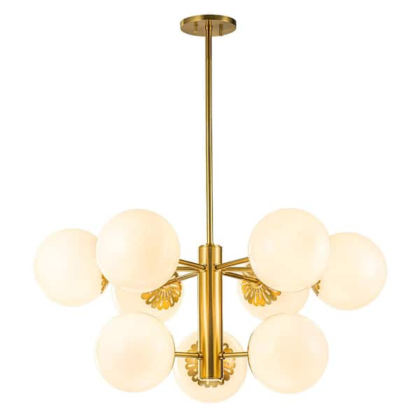 9 Light Designer Chandelier Burnished Brass