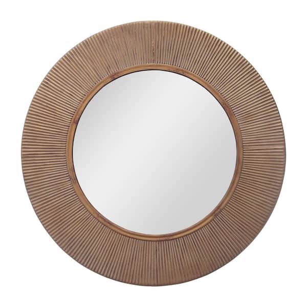 PARISLOFT 31.5 in. W x 31.5 in. H Farmhouse Round Metal Framed Antique Bronze Wall Mirror