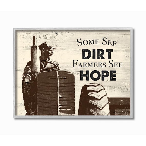 Stupell Industries "Farmers See Hope Rustic Wood Texture Word Design" by The Saturday Evening Post Framed Wall Art 14 in. x 11 in.